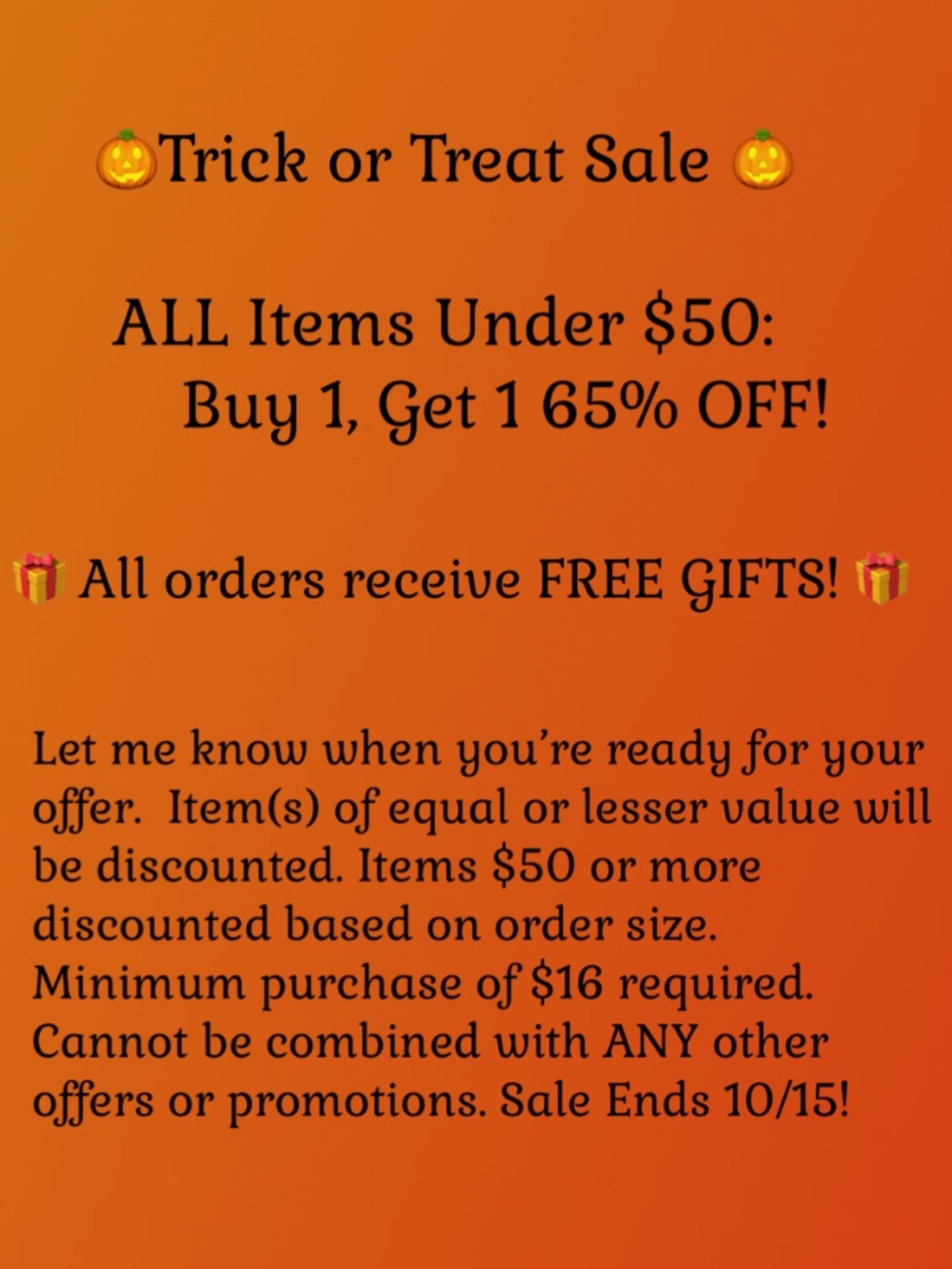 🎃 Trick or Treat Sale! 🎃